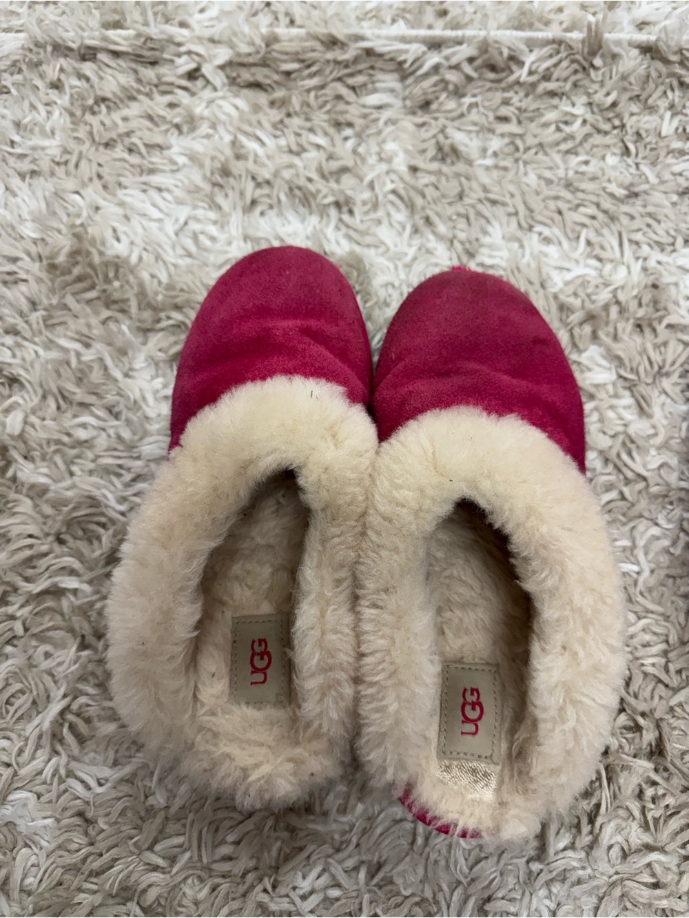 UGG Pink Shearling Lined Slippers